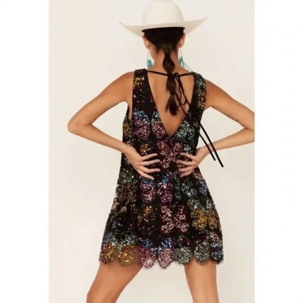 Free People Fly Me Away Sequin Mini Dress